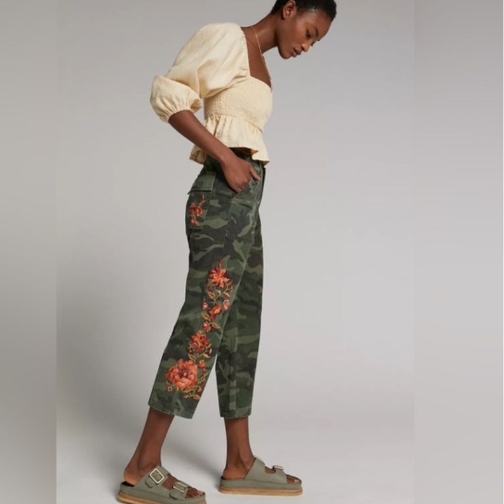 DRIFTWOOD/Anthropolgie Embroidered Camo Pants - XL